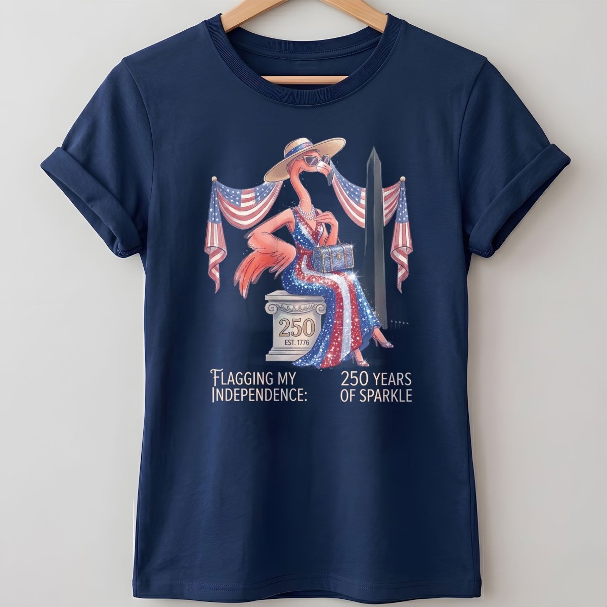 Flagging My Independence 250 Years of Sparkle Flamingo Shirt - FlamingoAholic