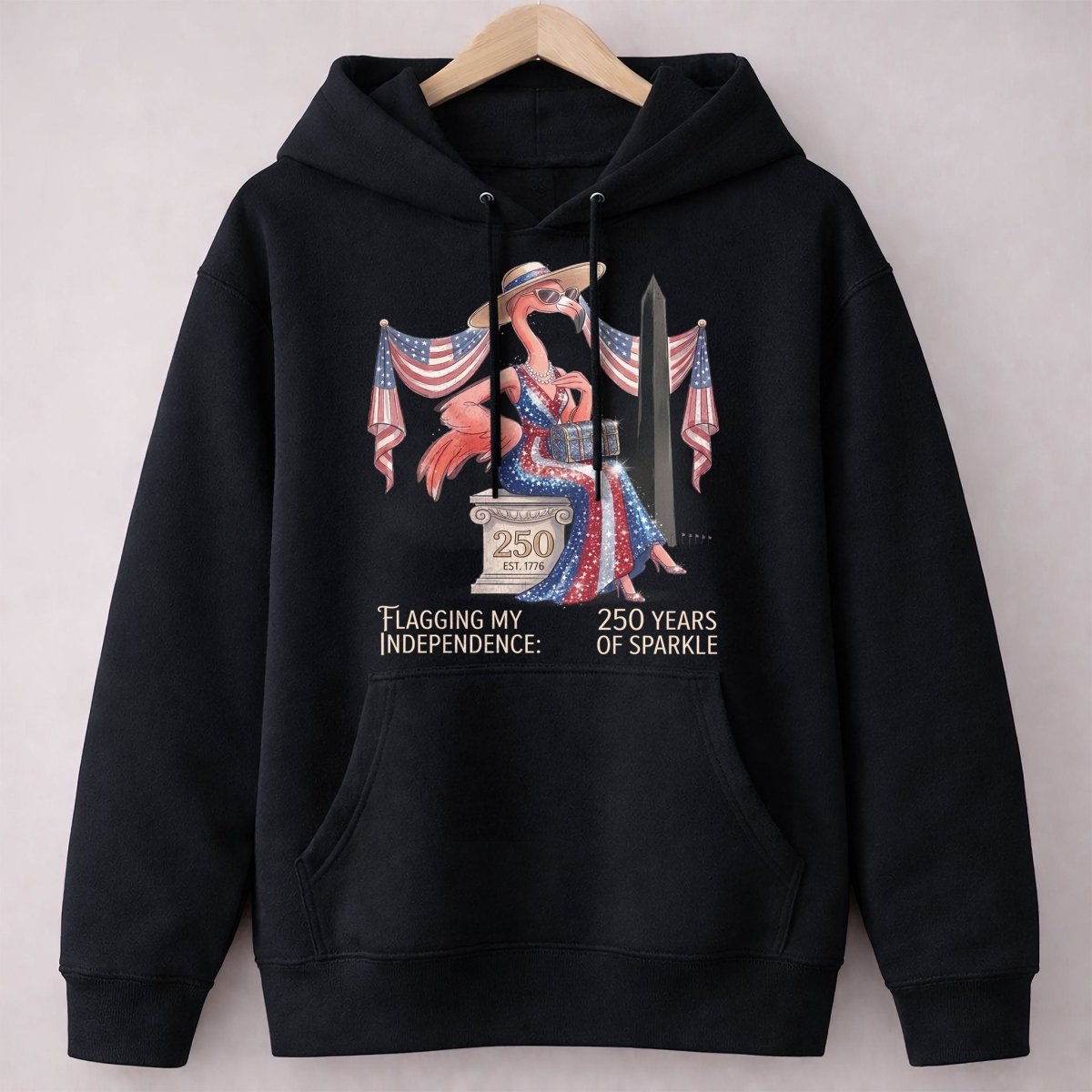 Flagging My Independence 250 Years of Sparkle Flamingo Shirt - FlamingoAholic