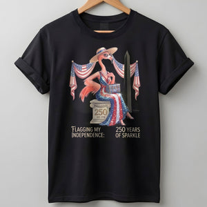 Flagging My Independence 250 Years of Sparkle Flamingo Shirt - FlamingoAholic