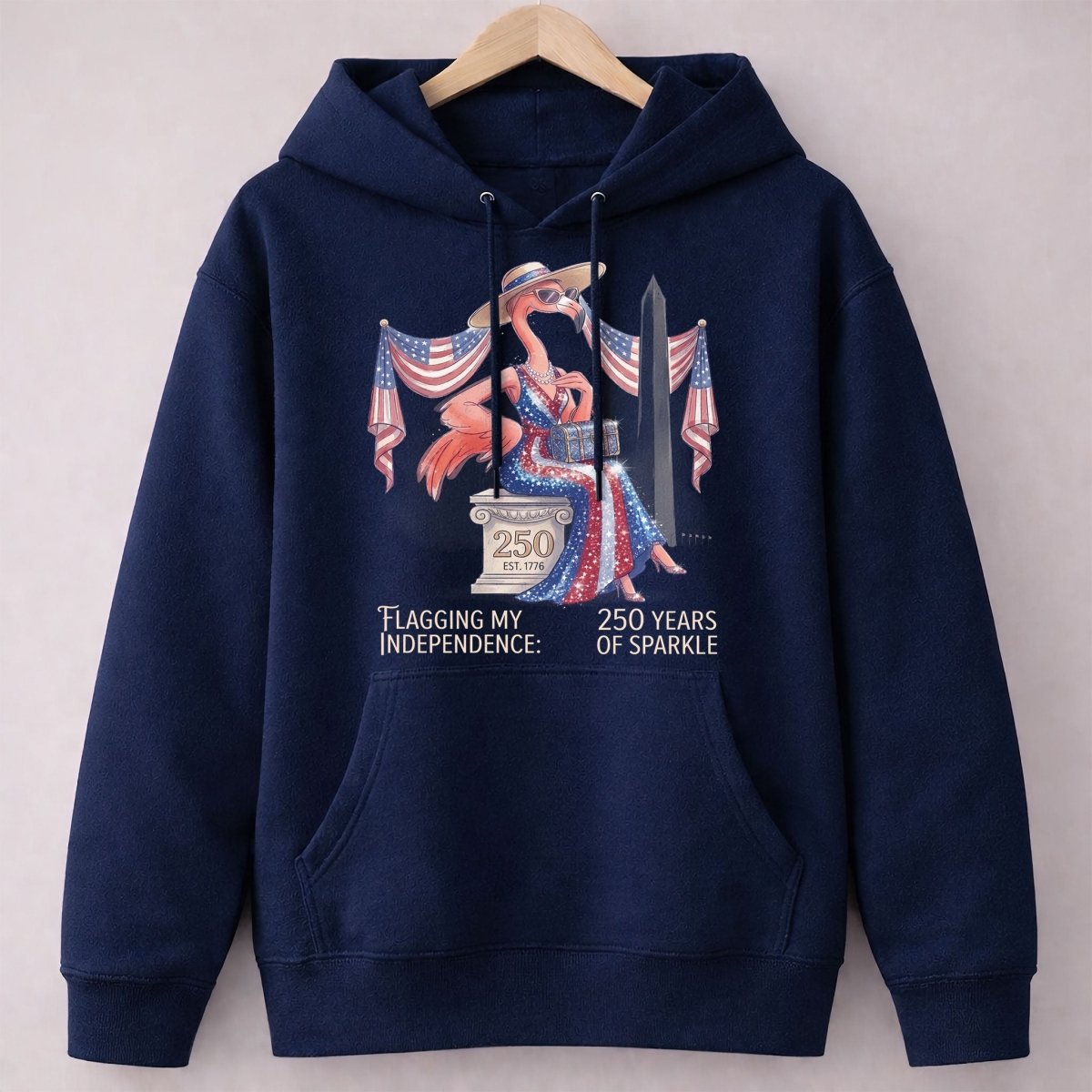 Flagging My Independence 250 Years of Sparkle Flamingo Shirt - FlamingoAholic