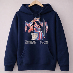 Flagging My Independence 250 Years of Sparkle Flamingo Shirt - FlamingoAholic