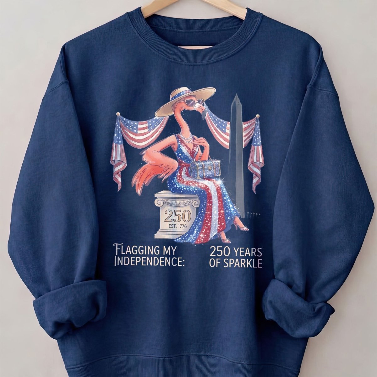 Flagging My Independence 250 Years of Sparkle Flamingo Shirt - FlamingoAholic