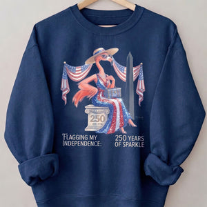 Flagging My Independence 250 Years of Sparkle Flamingo Shirt - FlamingoAholic