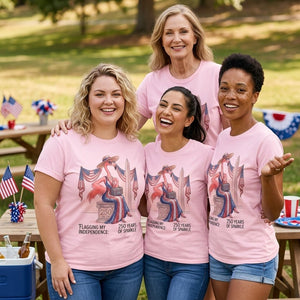 Flagging My Independence 250 Years of Sparkle Flamingo Shirt - FlamingoAholic
