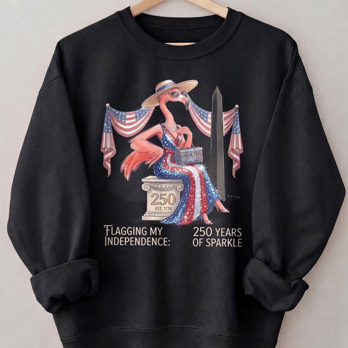 Flagging My Independence 250 Years of Sparkle Flamingo Shirt - FlamingoAholic