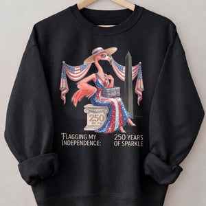 Flagging My Independence 250 Years of Sparkle Flamingo Shirt - FlamingoAholic