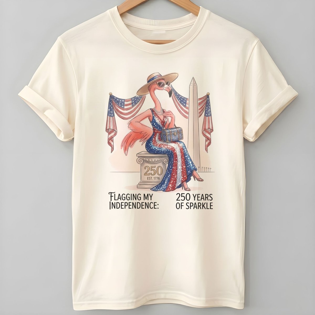 Flagging My Independence 250 Years of Sparkle Flamingo Shirt - FlamingoAholic