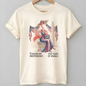 Flagging My Independence 250 Years of Sparkle Flamingo Shirt - FlamingoAholic
