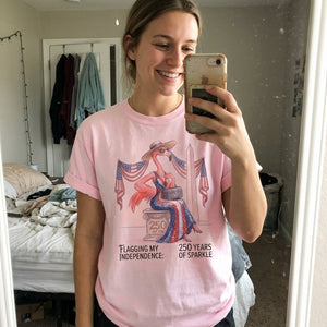Flagging My Independence 250 Years of Sparkle Flamingo Shirt - FlamingoAholic