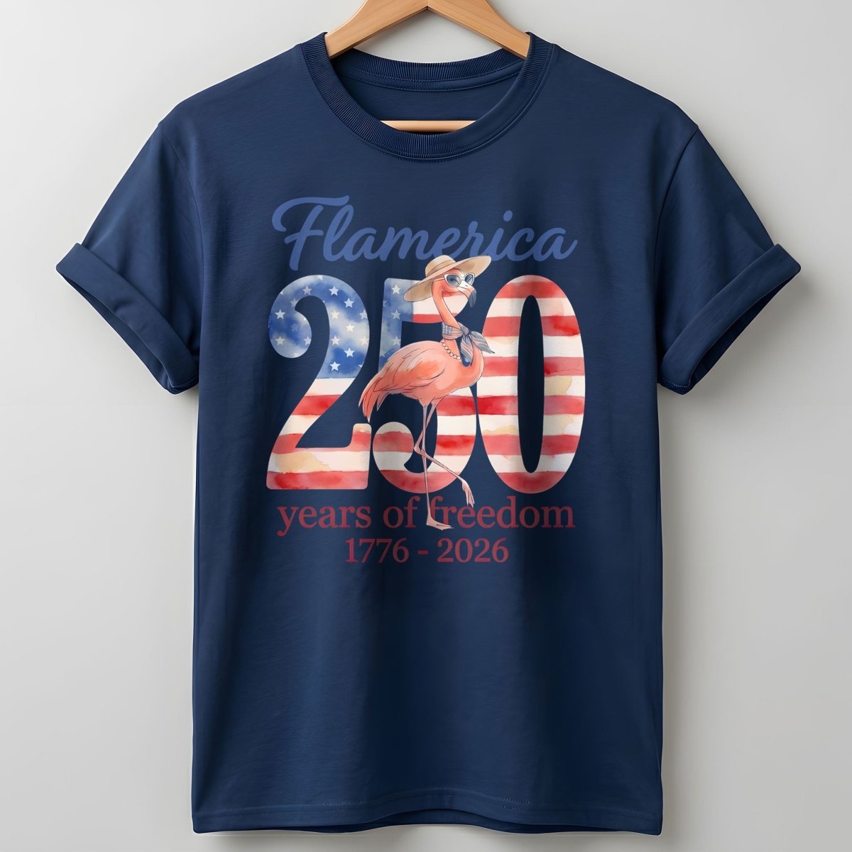 Flamerica 250 Years of Freedom - Patriotic Flamingo Summer T-Shirt - FlamingoAholic