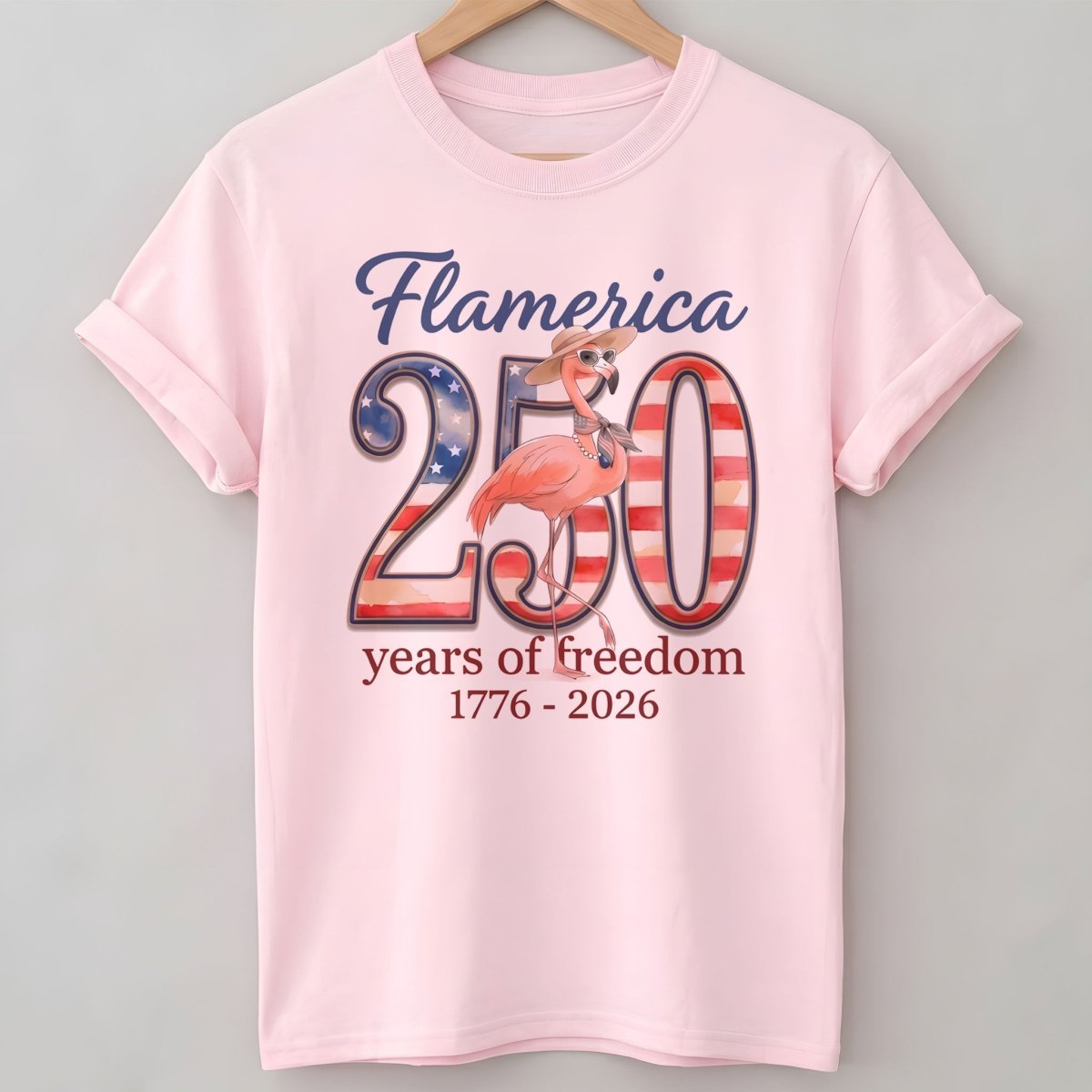 Flamerica 250 Years of Freedom - Patriotic Flamingo Summer T-Shirt - FlamingoAholic