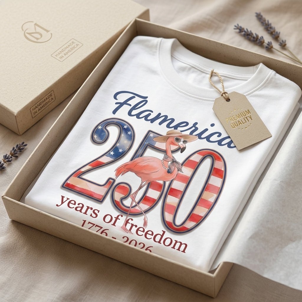Flamerica 250 Years of Freedom - Patriotic Flamingo Summer T-Shirt - FlamingoAholic