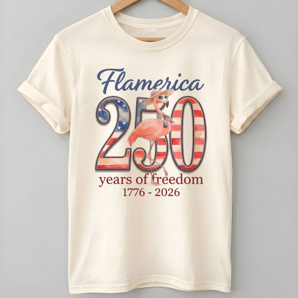 Flamerica 250 Years of Freedom - Patriotic Flamingo Summer T-Shirt - FlamingoAholic