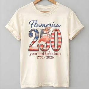 Flamerica 250 Years of Freedom - Patriotic Flamingo Summer T-Shirt - FlamingoAholic