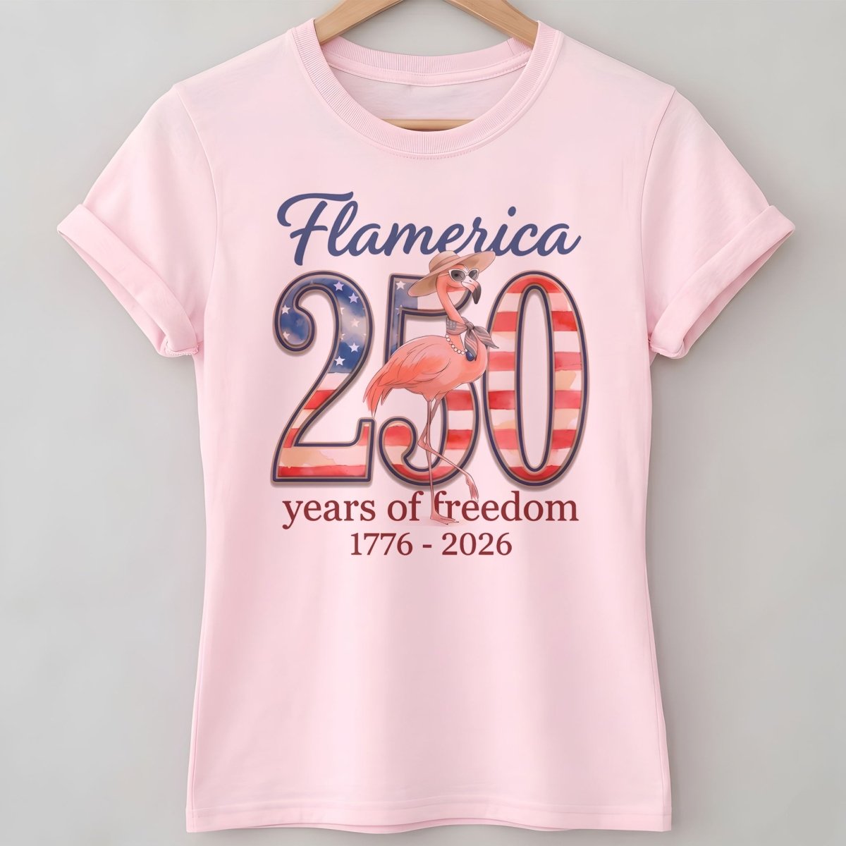 Flamerica 250 Years of Freedom - Patriotic Flamingo Summer T-Shirt - FlamingoAholic
