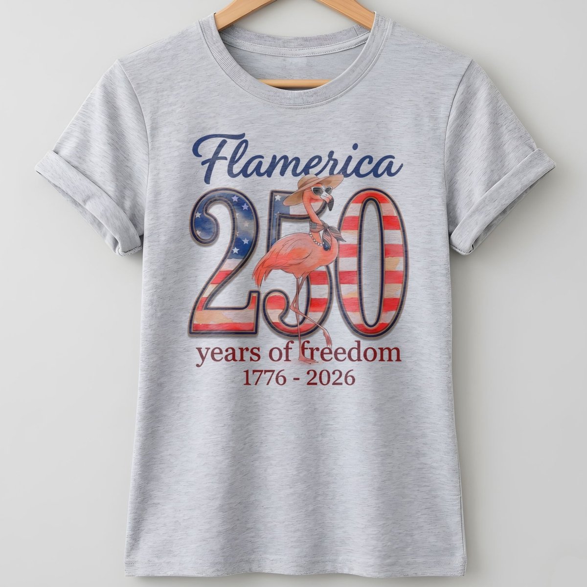 Flamerica 250 Years of Freedom - Patriotic Flamingo Summer T-Shirt - FlamingoAholic
