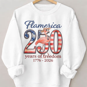 Flamerica 250 Years of Freedom - Patriotic Flamingo Summer T-Shirt - FlamingoAholic