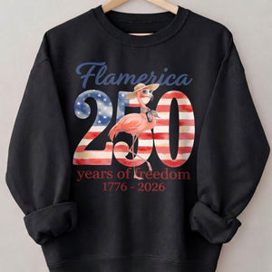 Flamerica 250 Years of Freedom - Patriotic Flamingo Summer T-Shirt - FlamingoAholic
