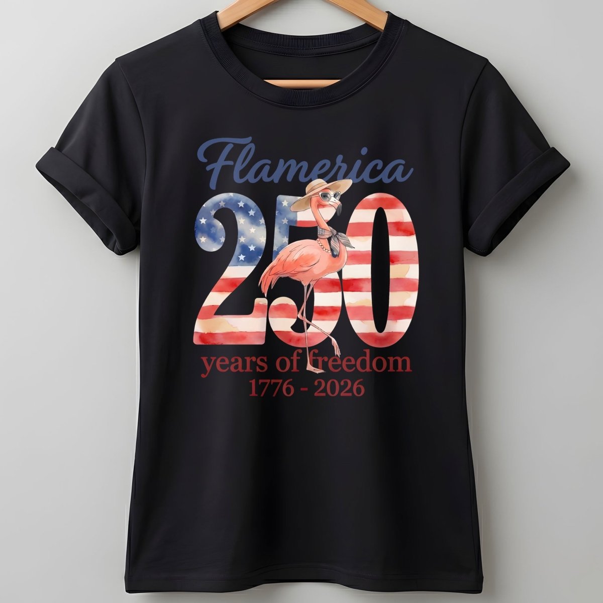 Flamerica 250 Years of Freedom - Patriotic Flamingo Summer T-Shirt - FlamingoAholic