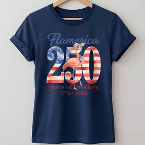 Flamerica 250 Years of Freedom - Patriotic Flamingo Summer T-Shirt - FlamingoAholic