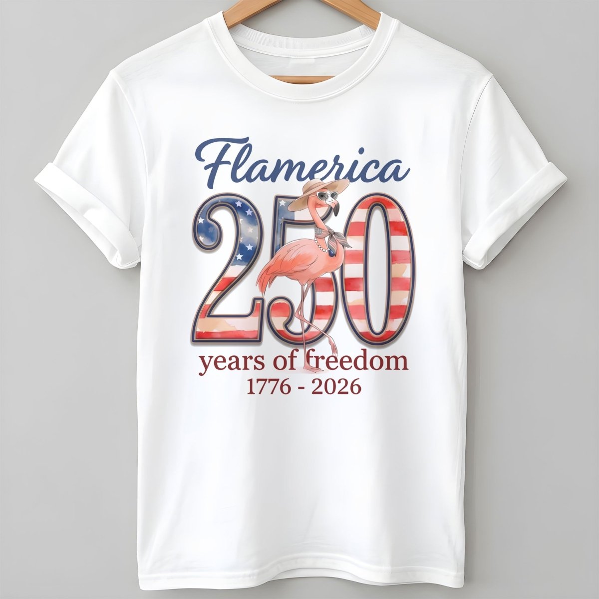 Flamerica 250 Years of Freedom - Patriotic Flamingo Summer T-Shirt - FlamingoAholic