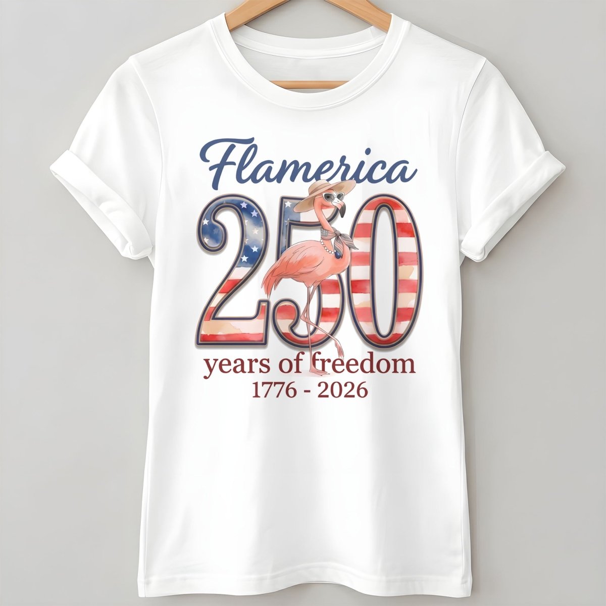 Flamerica 250 Years of Freedom - Patriotic Flamingo Summer T-Shirt - FlamingoAholic