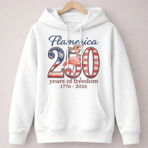Flamerica 250 Years of Freedom - Patriotic Flamingo Summer T-Shirt - FlamingoAholic