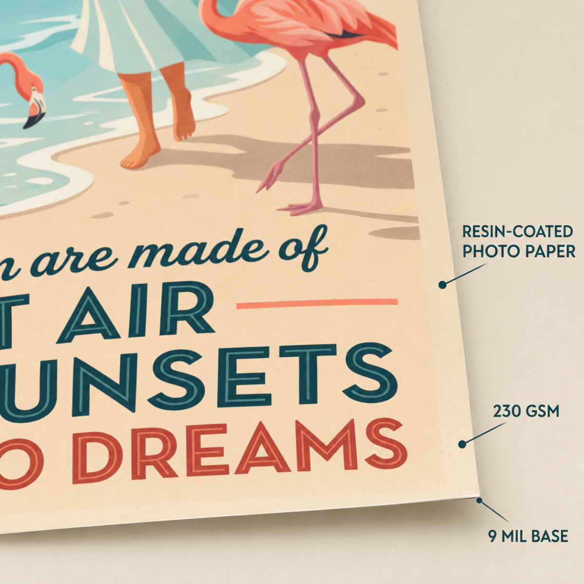 Flamingo Beach Poster for Women, Salt Air Soft Sunsets Wall Art, Coastal Flamingo Decor - FlamingoAholic
