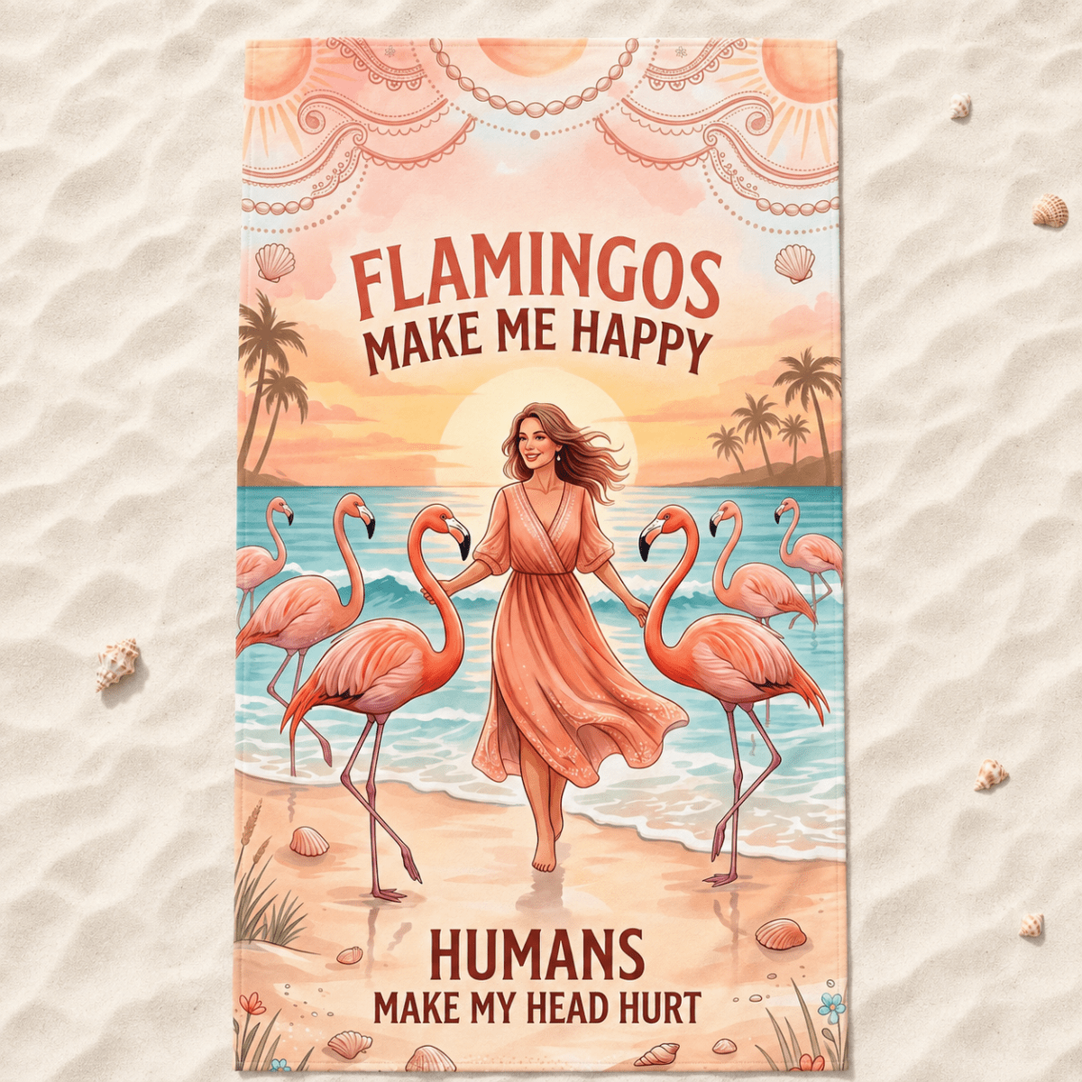 Flamingo Beach Towel for Women, Tropical Pink Flamingo Towel, Funny Beach Lover Gift, Coastal Summer Pool Towel - FlamingoAholic