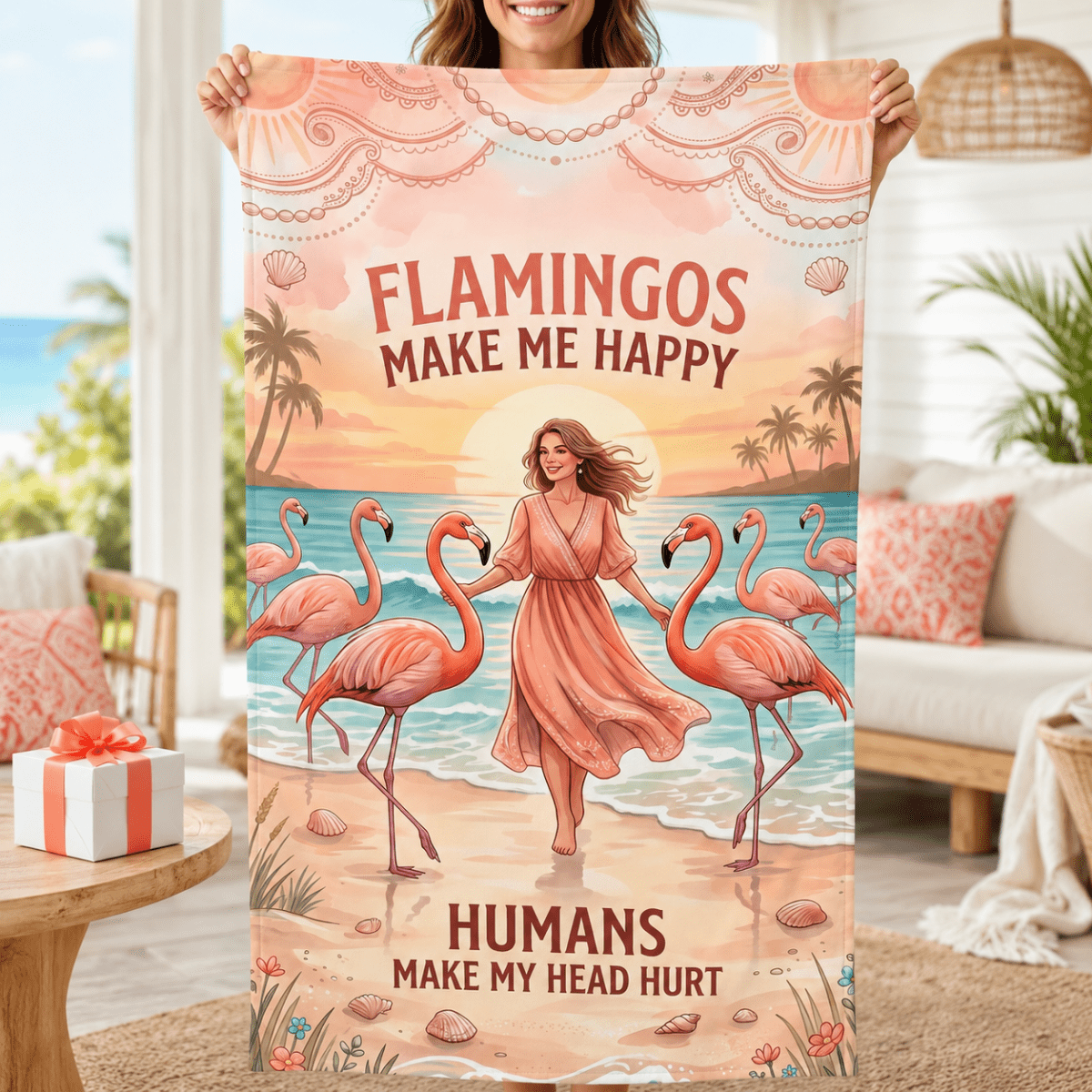 Flamingo Beach Towel for Women, Tropical Pink Flamingo Towel, Funny Beach Lover Gift, Coastal Summer Pool Towel - FlamingoAholic
