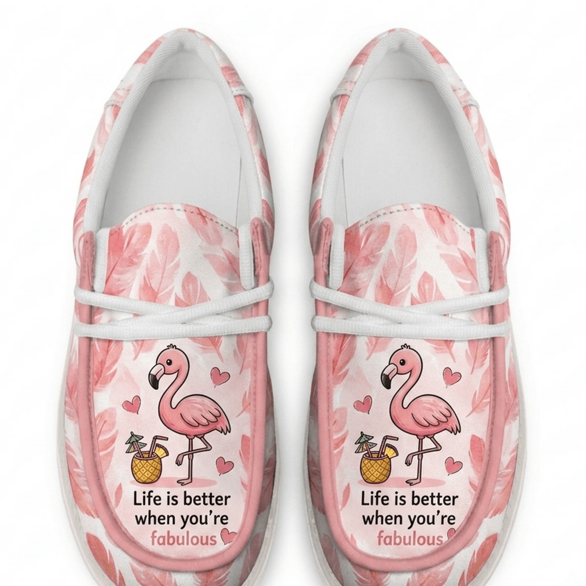 Flamingo Canvas Slip-On Shoes – Life Is Better Pink Loafers - FlamingoAholic