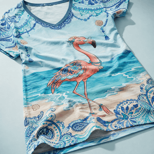 Flamingo Dress for Women, Grammingo Grandma V-Neck Dress, Funny Grandma Gift, Coastal Beach Dress - FlamingoAholic