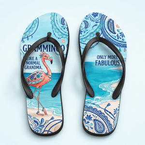 Flamingo Flip Flops for Women, Grammingo Grandma Beach Sandals, Funny Flamingo Gift - FlamingoAholic
