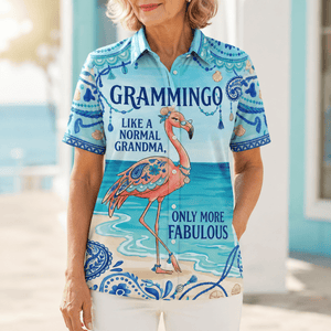 Flamingo Hawaiian Shirt for Women, Grammingo Grandma Tropical Beach Vacation Shirt - FlamingoAholic