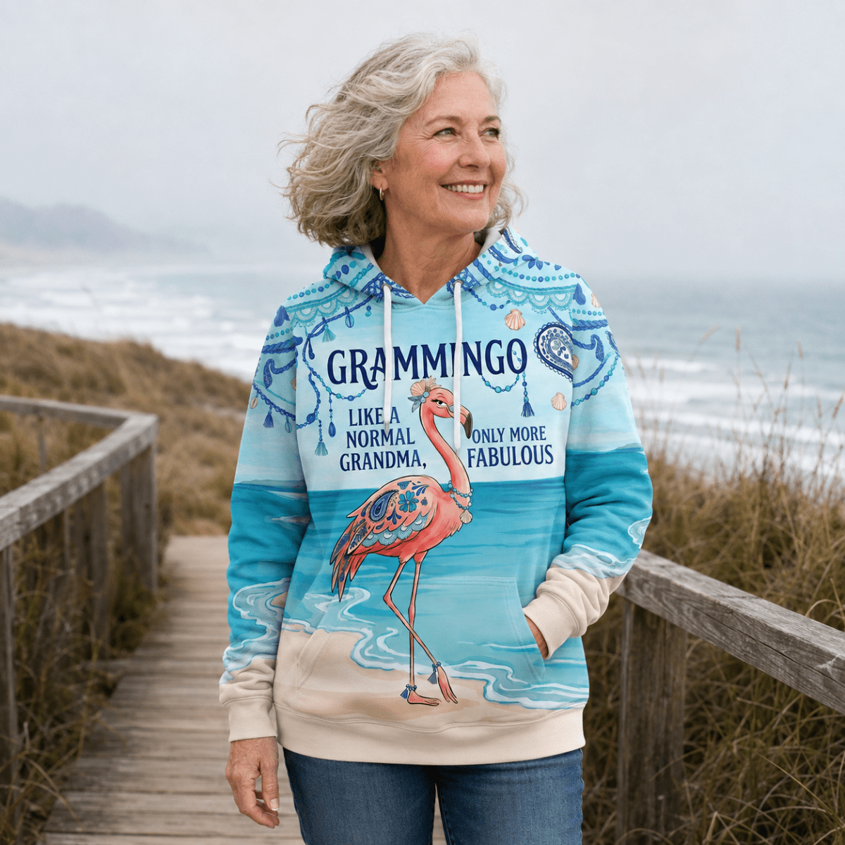 Flamingo Hoodie for Women, Grammingo Grandma Hoodie, Funny Flamingo Gift for Grandma - FlamingoAholic