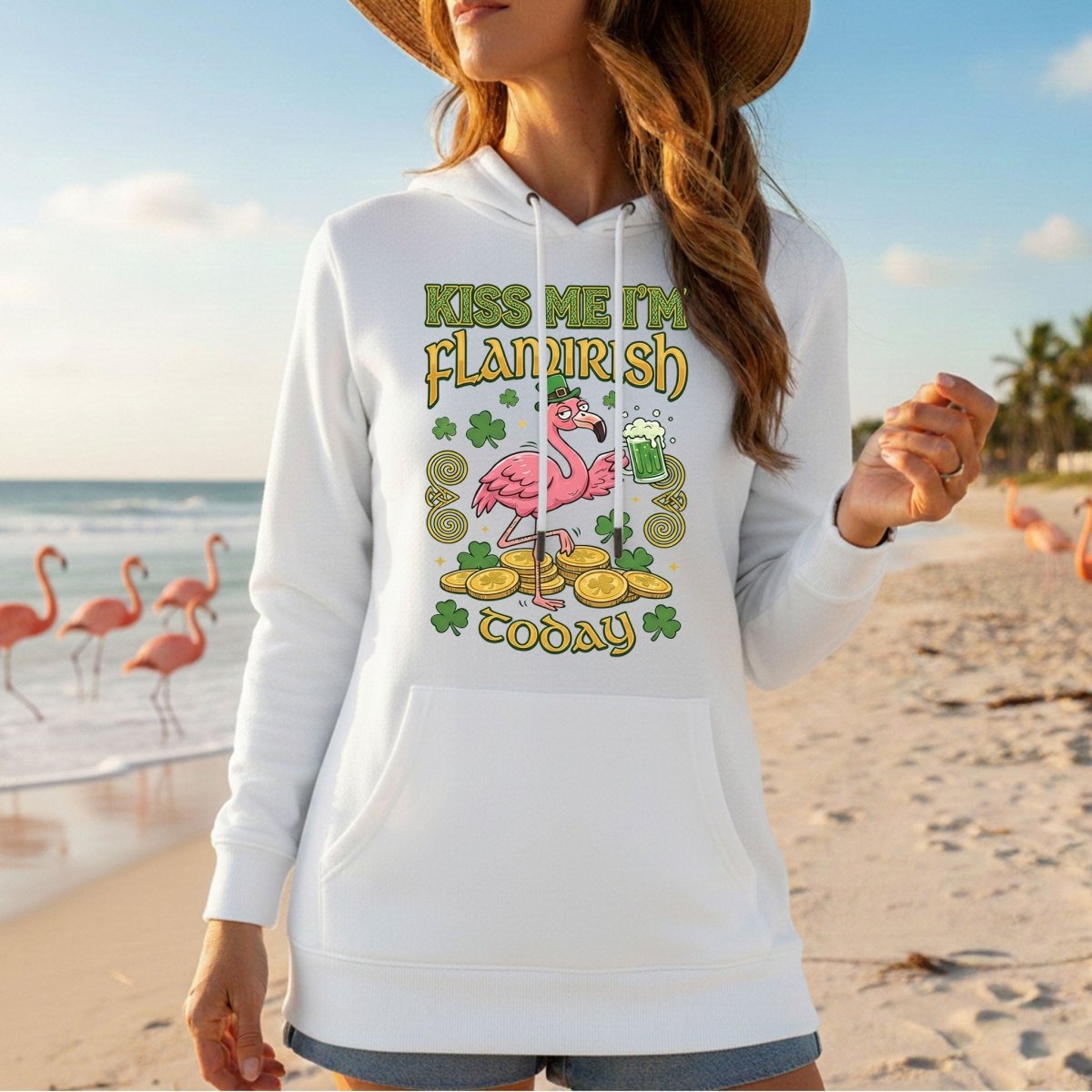 Flamingo Leprechaun 'Kiss Me I'm Flamirish Today' T-Shirt - Funny St. Patrick's Day Tee for Her - FlamingoAholic