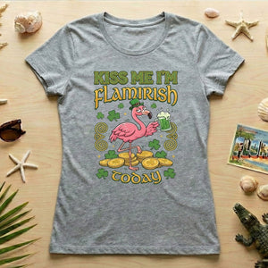 Flamingo Leprechaun 'Kiss Me I'm Flamirish Today' T-Shirt - Funny St. Patrick's Day Tee for Her - FlamingoAholic