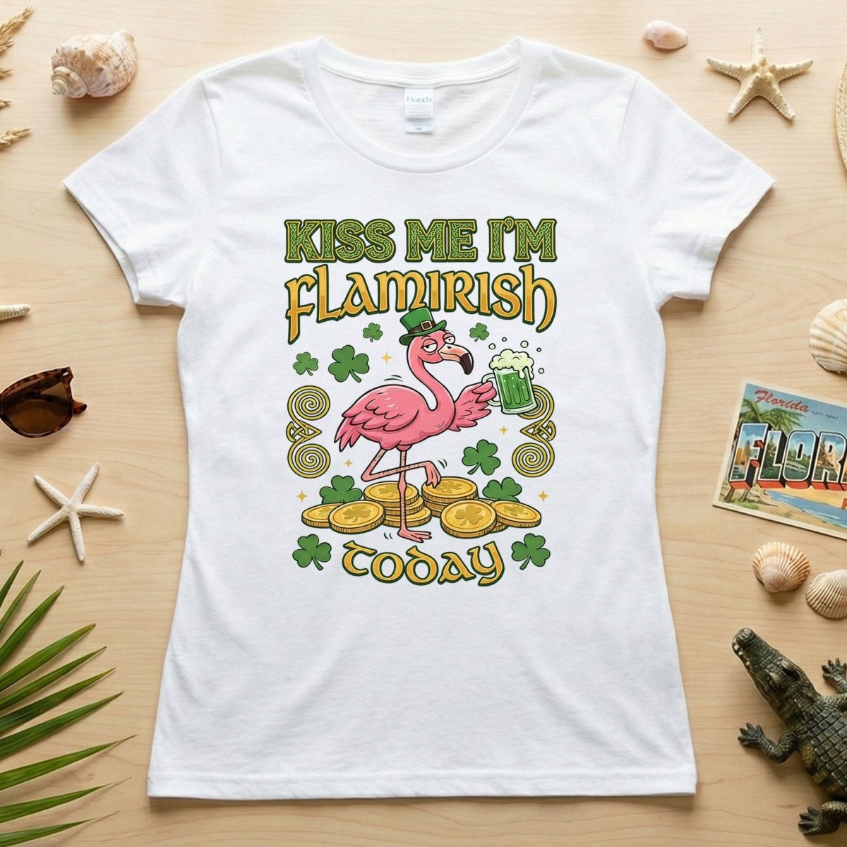 Flamingo Leprechaun 'Kiss Me I'm Flamirish Today' T-Shirt - Funny St. Patrick's Day Tee for Her - FlamingoAholic