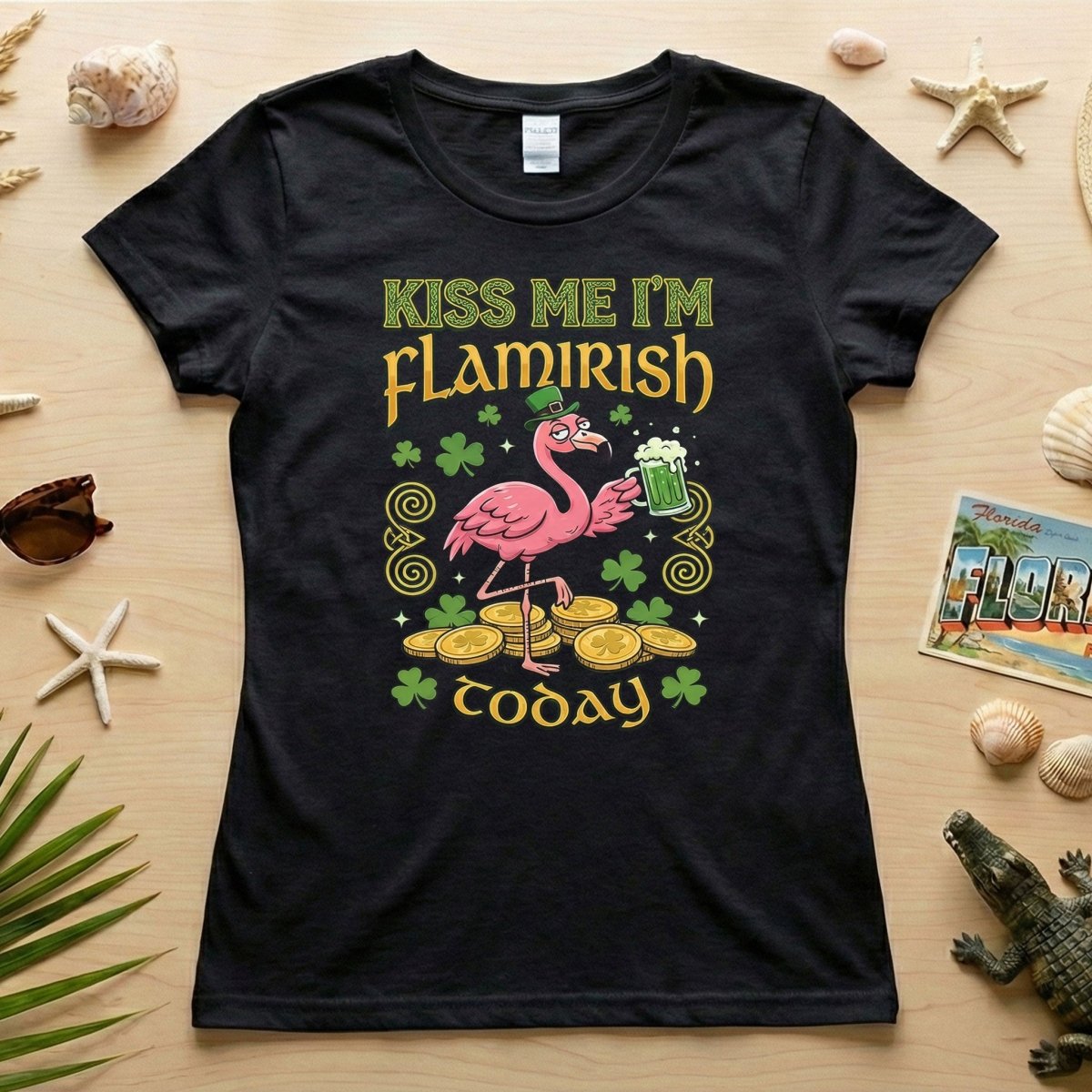 Flamingo Leprechaun 'Kiss Me I'm Flamirish Today' T-Shirt - Funny St. Patrick's Day Tee for Her - FlamingoAholic