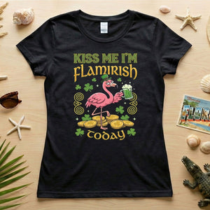 Flamingo Leprechaun 'Kiss Me I'm Flamirish Today' T-Shirt - Funny St. Patrick's Day Tee for Her - FlamingoAholic