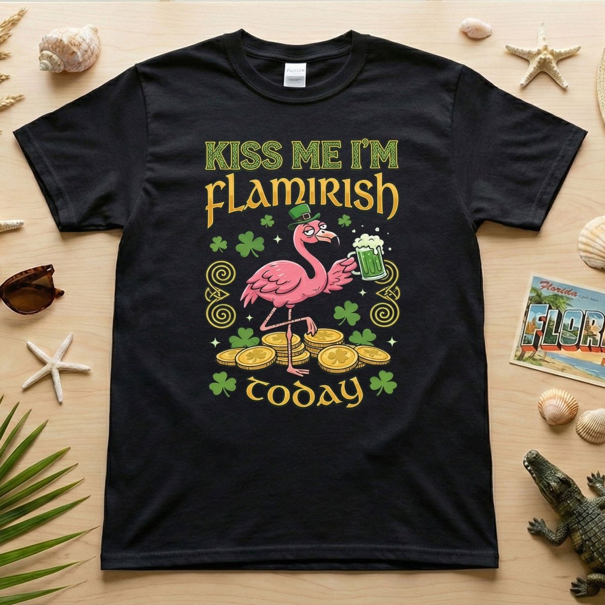 Flamingo Leprechaun 'Kiss Me I'm Flamirish Today' T-Shirt - Funny St. Patrick's Day Tee for Her - FlamingoAholic
