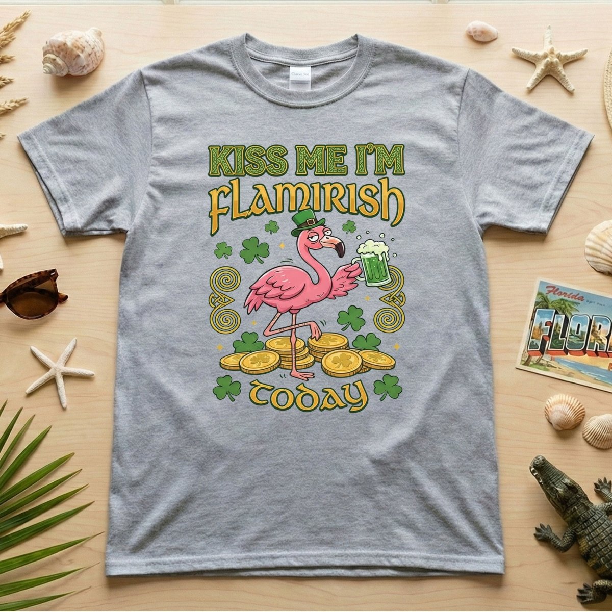 Flamingo Leprechaun 'Kiss Me I'm Flamirish Today' T-Shirt - Funny St. Patrick's Day Tee for Her - FlamingoAholic