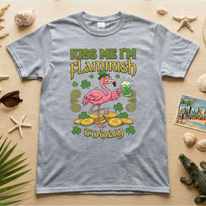 Flamingo Leprechaun 'Kiss Me I'm Flamirish Today' T-Shirt - Funny St. Patrick's Day Tee for Her - FlamingoAholic