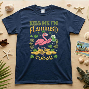 Flamingo Leprechaun 'Kiss Me I'm Flamirish Today' T-Shirt - Funny St. Patrick's Day Tee for Her - FlamingoAholic