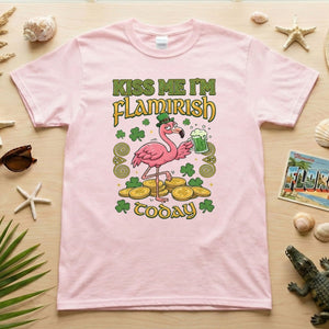 Flamingo Leprechaun 'Kiss Me I'm Flamirish Today' T-Shirt - Funny St. Patrick's Day Tee for Her - FlamingoAholic