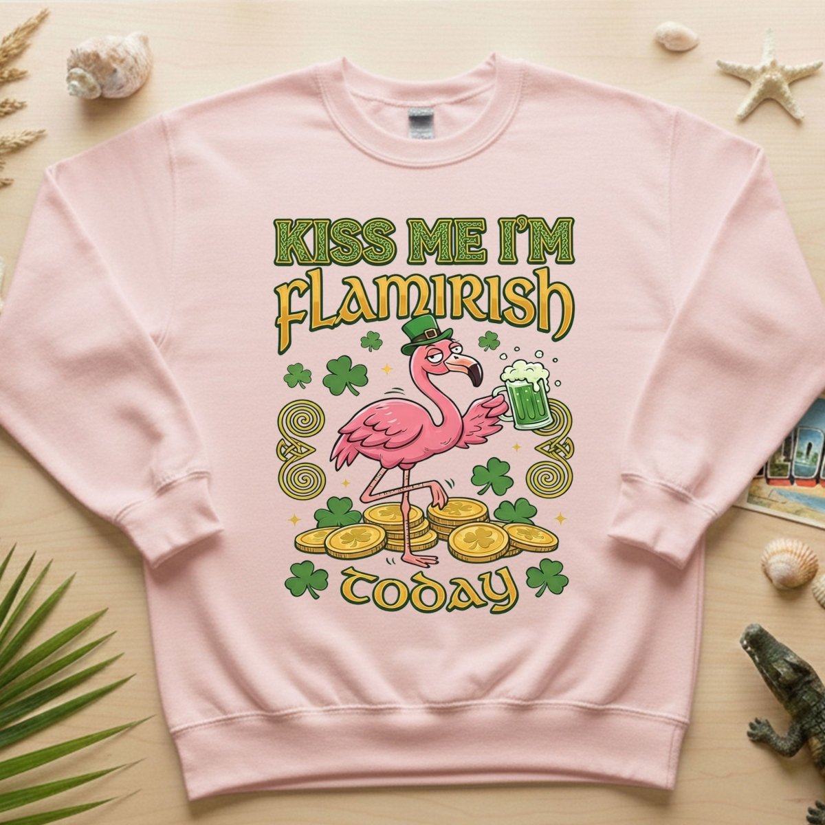 Flamingo Leprechaun 'Kiss Me I'm Flamirish Today' T-Shirt - Funny St. Patrick's Day Tee for Her - FlamingoAholic