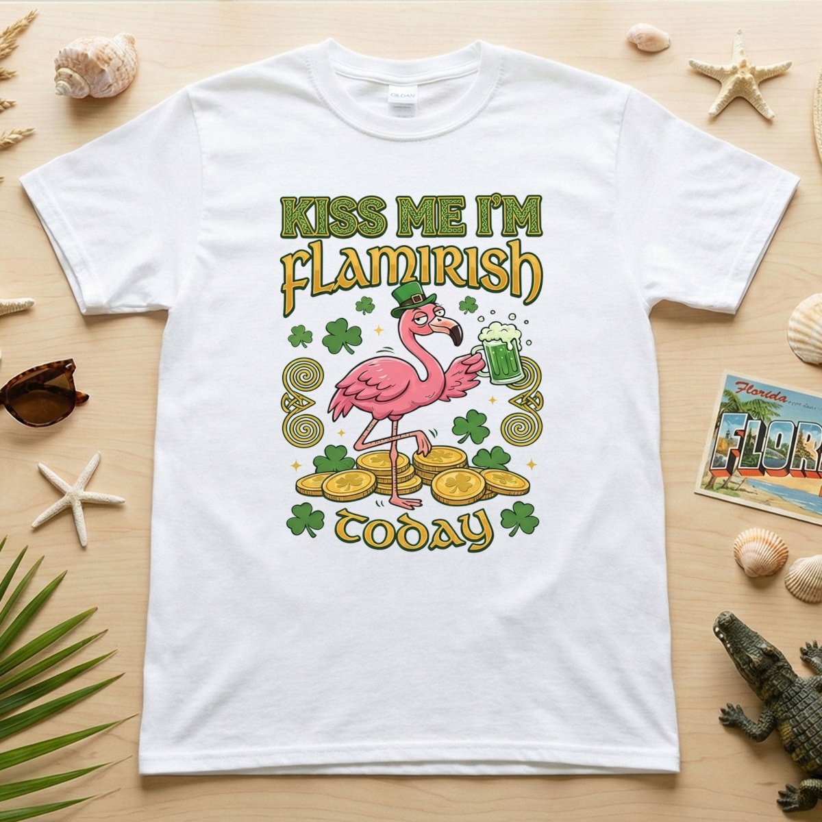 Flamingo Leprechaun 'Kiss Me I'm Flamirish Today' T-Shirt - Funny St. Patrick's Day Tee for Her - FlamingoAholic
