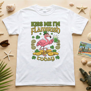 Flamingo Leprechaun 'Kiss Me I'm Flamirish Today' T-Shirt - Funny St. Patrick's Day Tee for Her - FlamingoAholic