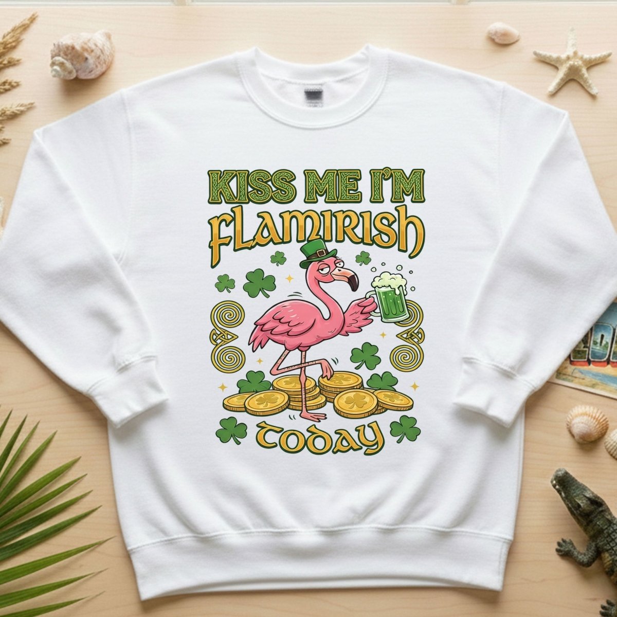 Flamingo Leprechaun 'Kiss Me I'm Flamirish Today' T-Shirt - Funny St. Patrick's Day Tee for Her - FlamingoAholic