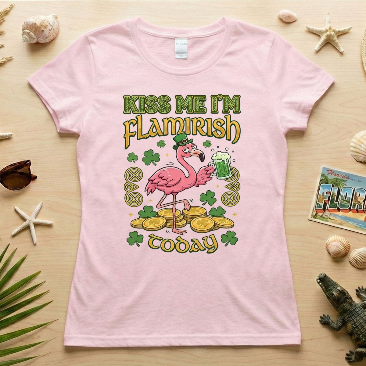 Flamingo Leprechaun 'Kiss Me I'm Flamirish Today' T-Shirt - Funny St. Patrick's Day Tee for Her - FlamingoAholic